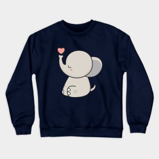 Kawaii Cute Elephant With A Heart Crewneck Sweatshirt